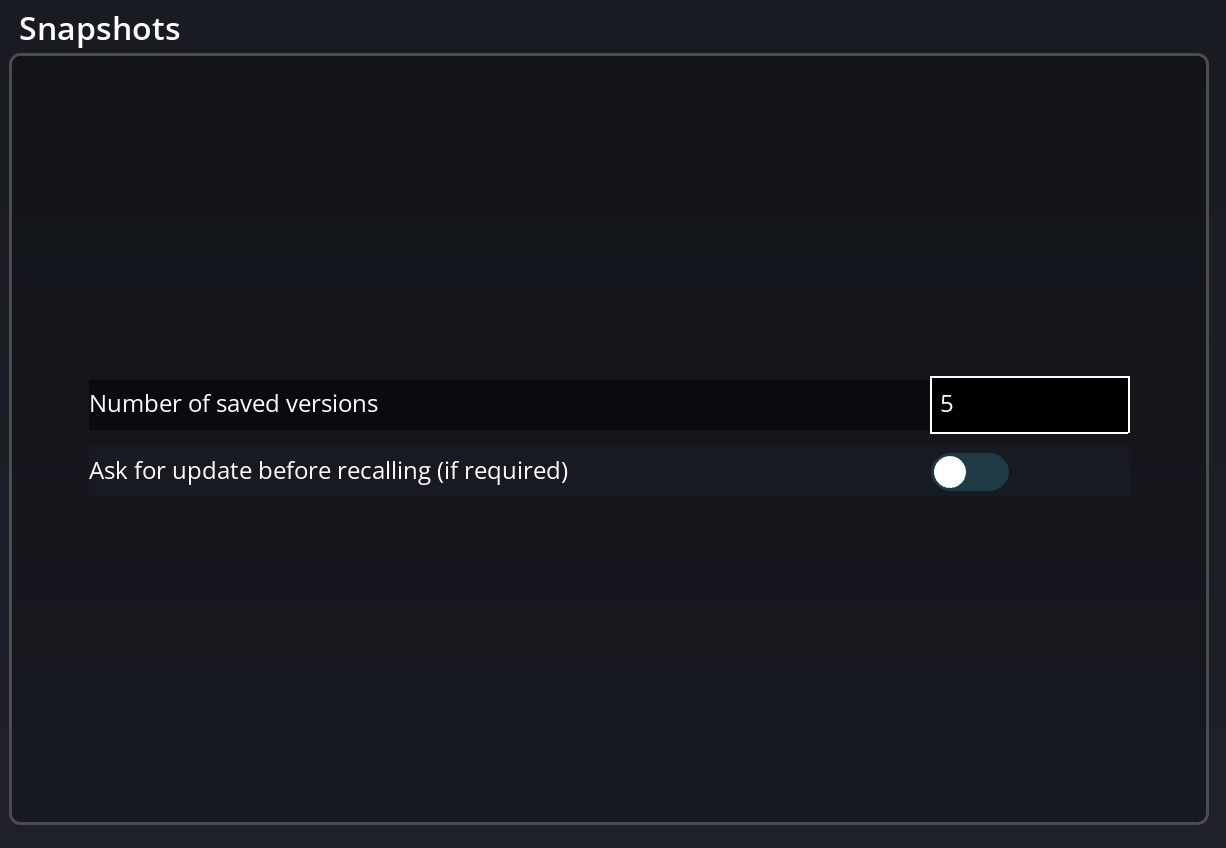 Snasphot preferences